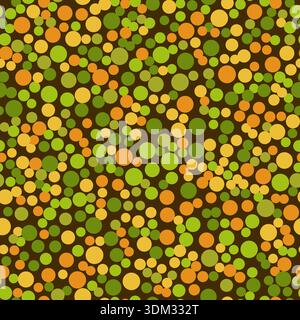 Motif géométrique sans couture. Beaucoup de petits cercles vert orange sur fond blanc. Fond abstrait de cercles aléatoires. Simple élément de design d'automne Illustration de Vecteur