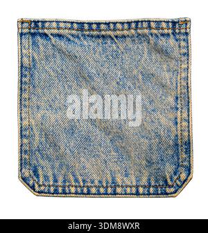 Poche denim lavée à l'acide avec coutures visibles, isolée sur fond transparent Banque D'Images