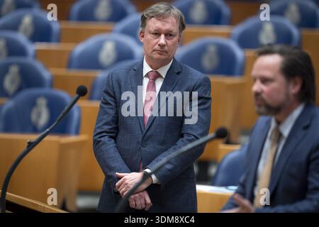 LA HAYE - membre du Parlement Diederik van Dijk (SGP) lors d'un débat à la Chambre des représentants sur le budget asile et migration. JEROEN JUMELET / anp pays-bas OUT - belgique OUT Banque D'Images