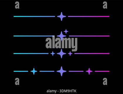 Jeu de séparateurs de ligne de gradient AI. Frontière néon d'intelligence artificielle. Soulignement technologique avec dégradé bleu et rose. Elément de réseau neuronal de robot AI Illustration de Vecteur
