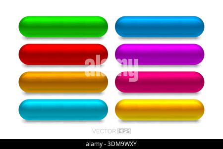 Un ensemble de boutons Web colorés 3D brillants, parfaits pour la conception d'interface utilisateur moderne. Eléments d'interface utilisateur vierges modernes pour vos projets de conception. Illustration vectorielle Illustration de Vecteur