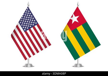 Drapeaux des États-Unis et du Togo. Le concept de partenariat et d'action conjointe. Symbole de partenariat, coopération, collaboration internationale, négociations pacifiques, alliance, communication bilatérale Illustration de Vecteur