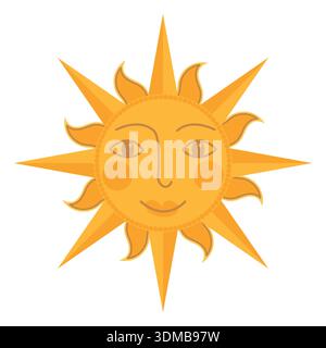 Joyeux soleil souriant. Emoji lumière du soleil. Dessin pour enfants. Illustration vectorielle. Illustration de Vecteur