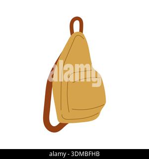 Petit sac à main sac à dos femme élégant pour promenades en ville et bureau de couleur moutarde. Illustration vectorielle dans un style plat. Illustration de Vecteur