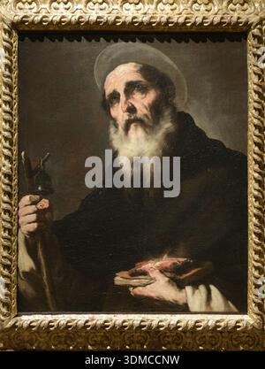 Saint Antoine Abbé (Sant Antonio Abate) de Luca Giordano, Museo Poldi Pezzoli, Milan, Italie. Peinture à l'huile baroque, XVIIe siècle. Banque D'Images