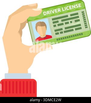 Une main tenant un permis de conduire vert Illustration de Vecteur