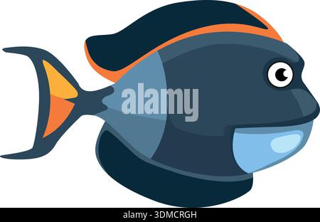 Un poisson de dessin animé avec un corps bleu et une queue orange Illustration de Vecteur