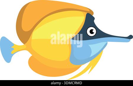 Un poisson jaune avec une bande bleue sur la tête Illustration de Vecteur