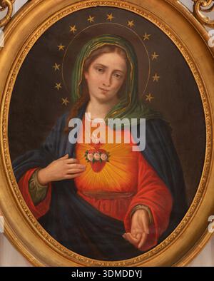 VERCELLI, ITALIE - 16 JANVIER 2026 : la peinture du cœur de Viegin Marie dans l'église Cattedrale di San Eusebio par un artiste inconnu du 19. cent. Banque D'Images