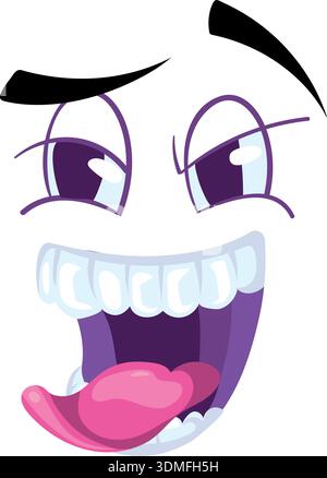 Rire face à l'émotion comique. Expression de langue de dessin animé Illustration de Vecteur