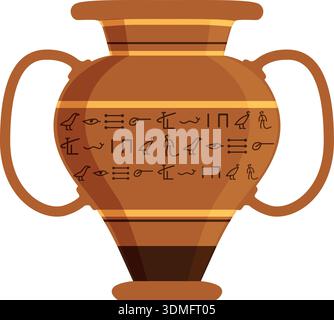 Un vase marron avec des hiéroglyphes dessus Illustration de Vecteur