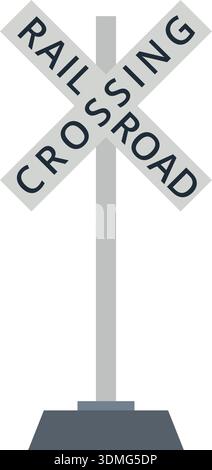 Panneau de passage à niveau. Poste de signalisation routière pour train Illustration de Vecteur