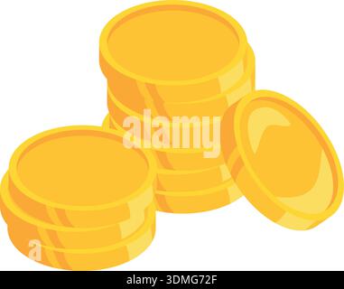 Icône de bande dessinée d'empilement de pièces d'or. Argent comptant Illustration de Vecteur