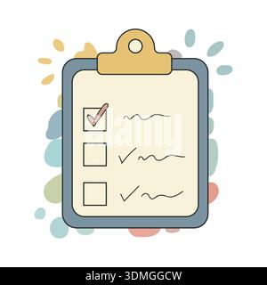 Liste de contrôle presse-papiers avec tâches accomplies et repères de réussite Illustration de Vecteur