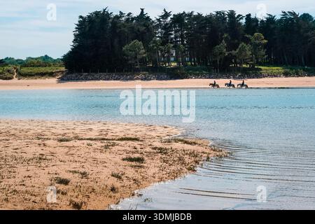 Cavaliers aux Sables d'Or les Pins, Côtes-d'Armor, Bretagne, France Banque D'Images