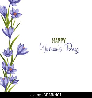 Illustration de fleurs de crocus à l'aquarelle peinte à la main mettant en vedette de délicates fleurs printanières dans des tons naturels doux. Composition florale artistique créée Banque D'Images