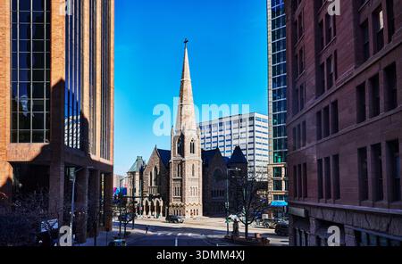Église méthodiste unie Trinity, construite en 1887, dans le centre-ville de Denver, Colorado. Banque D'Images