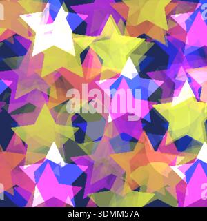 Motif d'étoile abstrait lumineux avec des formes géométriques colorées superposées Banque D'Images