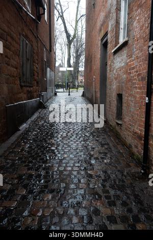 Une rue pavée, Hill Top, centre-ville de Coventry, West Midlands, Angleterre, ROYAUME-UNI Banque D'Images