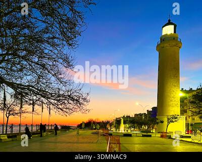Le phare d'Alexandroupoli, région d'Evros en Thrace grecque, Grèce. Banque D'Images