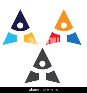 logo de connexion abstrait en forme de triangle cercle Illustration de Vecteur