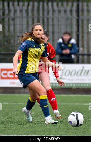 Portsmouth, Angleterre. 1er février 2026. Sophie Phelps de Moneyfields lors de la demi-finale de la FA Women's National League plate entre Moneyfields et Gwalia United au John Jenkins Stadium de Portsmouth, Angleterre, Royaume-Uni le 1er février 2026. Crédit : Duncan Thomas/Majestic Media. Banque D'Images