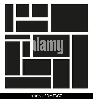 Motif bloc noir. Rectangle abstrait vecteur. Maçonnerie géométrique Design minimaliste en briques. SPE 10. Illustration de Vecteur