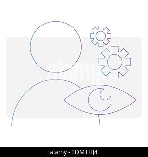 Icône profil humain. Processus vecteur cognitif. Symboles intellectuels. Illustration des engrenages de vision. Art de la pensée mentale Illustration de Vecteur