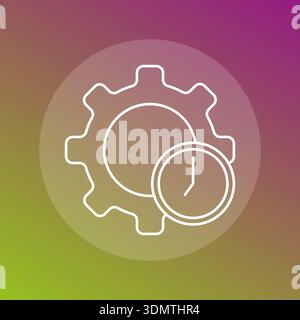 Icône de gestion du temps. Symbole du pignon de l'horloge. Vecteur d'efficacité du travail. Affiche des heures de traitement. Illustration de Vecteur