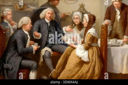 Un thé au lexicographe et écrivain britannique Dr Samuel Johnson, 1709-1784, Londres, Angleterre, Europe, xviiie siècle Banque D'Images