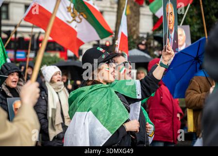 Manifestation pour un changement de régime en Iran et le retour de Reza Pahlavi, Marble Arch, Londres, Angleterre, Royaume-Uni, 07/02/2026 Banque D'Images