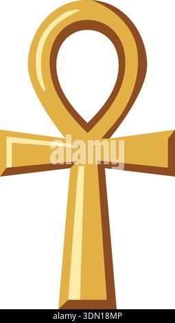 Illustration plate d'un symbole ankh doré avec une boucle supérieure et une barre transversale Illustration de Vecteur
