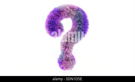 Couleur question de cheveux de fourrure sur blanc bg rotation 3D. Banque D'Images