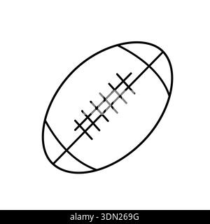Icône de contour de football américain en fond noir et blanc Illustration de Vecteur