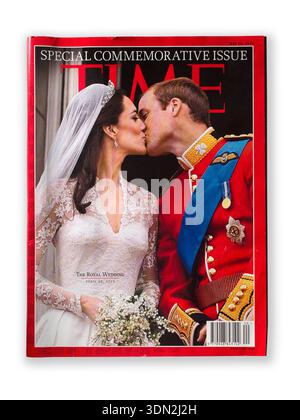 Le mariage du prince William et de Catherine Middleton est représenté au recto d'une édition commémorative du Time Magazine en 2011 (image découpée). Banque D'Images
