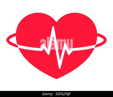 Icône ou logo du pouls et du pouls du cœur. Symbole de santé et de cardiologie, illustration vectorielle simple. Illustration de Vecteur