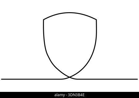 Dessin au trait continu du blindage. Arrière-plan de dessin d'une ligne. Illustration vectorielle. Icône de bouclier de protection, contour modifiable. Illustration de Vecteur
