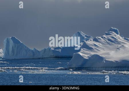 Icebergs, Crystal Sound, Antarctique. Banque D'Images
