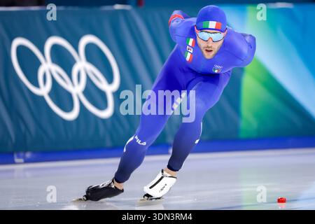 Milan, Italie. 08th Feb, 2026. MILAN, ITALIE - 8 FÉVRIER : Michele Malfatti, de l'Italie, concourant au 5000m masculin lors de la deuxième journée de patinage de vitesse - Jeux Olympiques d'hiver Milano Cortina 2026 au stade de patinage de vitesse de Milan le 8 février 2026 à Milan, Italie. (Photo de Joris Verwijst/Agence BSR) crédit : Agence BSR/Alamy Live News Banque D'Images