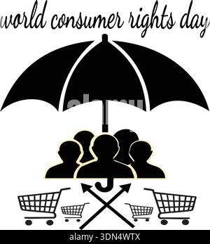 Illustration conceptuelle de la Journée mondiale des droits du consommateur avec symbole de protection Illustration de Vecteur
