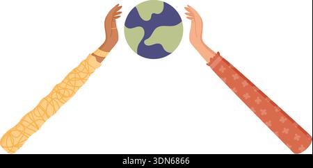 Mains colorées protégeant la planète Illustration de Vecteur