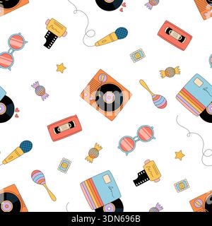 Fond de motif musical sans couture rétro Groovy Illustration de Vecteur