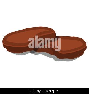 Deux steaks de boeuf crus dans un style plat isolé sur fond blanc Illustration de Vecteur