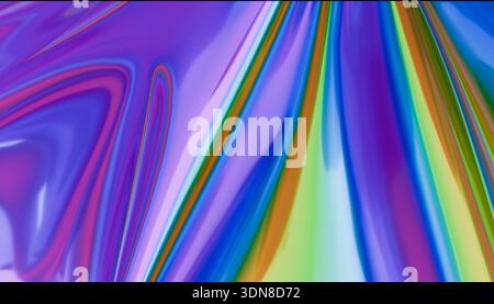 Fond abstrait coloré avec des motifs irisés fluides et des teintes vibrantes. Illustration, rendu Banque D'Images