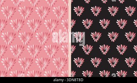 Motif sans couture d'élément dégradé floral, ensemble de 2 échelles. Illusion d'optique en forme de coeur, toile de fond géométrique élégante festive, fête web de vacances Illustration de Vecteur
