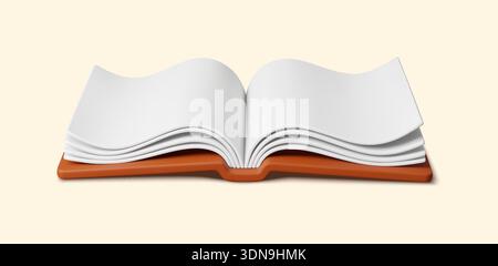 livre ouvert 3d avec couverture rigide et pages blanches. Livre académique ou manuel ouvert vectoriel réaliste montrant la lecture, l'éducation, l'apprentissage, la littérature et les études des étudiants pour la bibliothèque et les connaissances scolaires Illustration de Vecteur