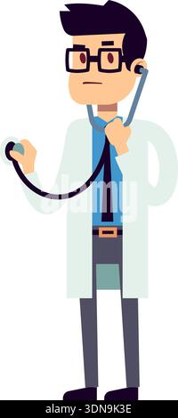 Médecin avec stéthoscope vérifier le patient. Travail de diagnostic médical Illustration de Vecteur