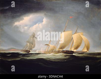 La capture du Tripoli par l'Enterprise par Thomas Birch, 1806-2012, représente un navire de la marine américaine engageant un croiseur tripolitain dans les eaux méditerranéennes au début du XIXe siècle Banque D'Images