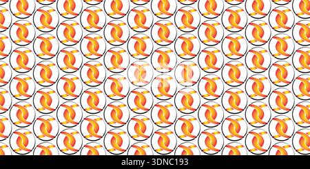Motif répétitif sans couture de formes circulaires oranges courbées. Illustration de Vecteur