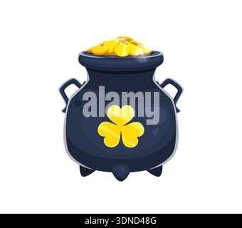 Pot de jour de la Saint Patrick irlandais avec des pièces d'or Illustration de Vecteur